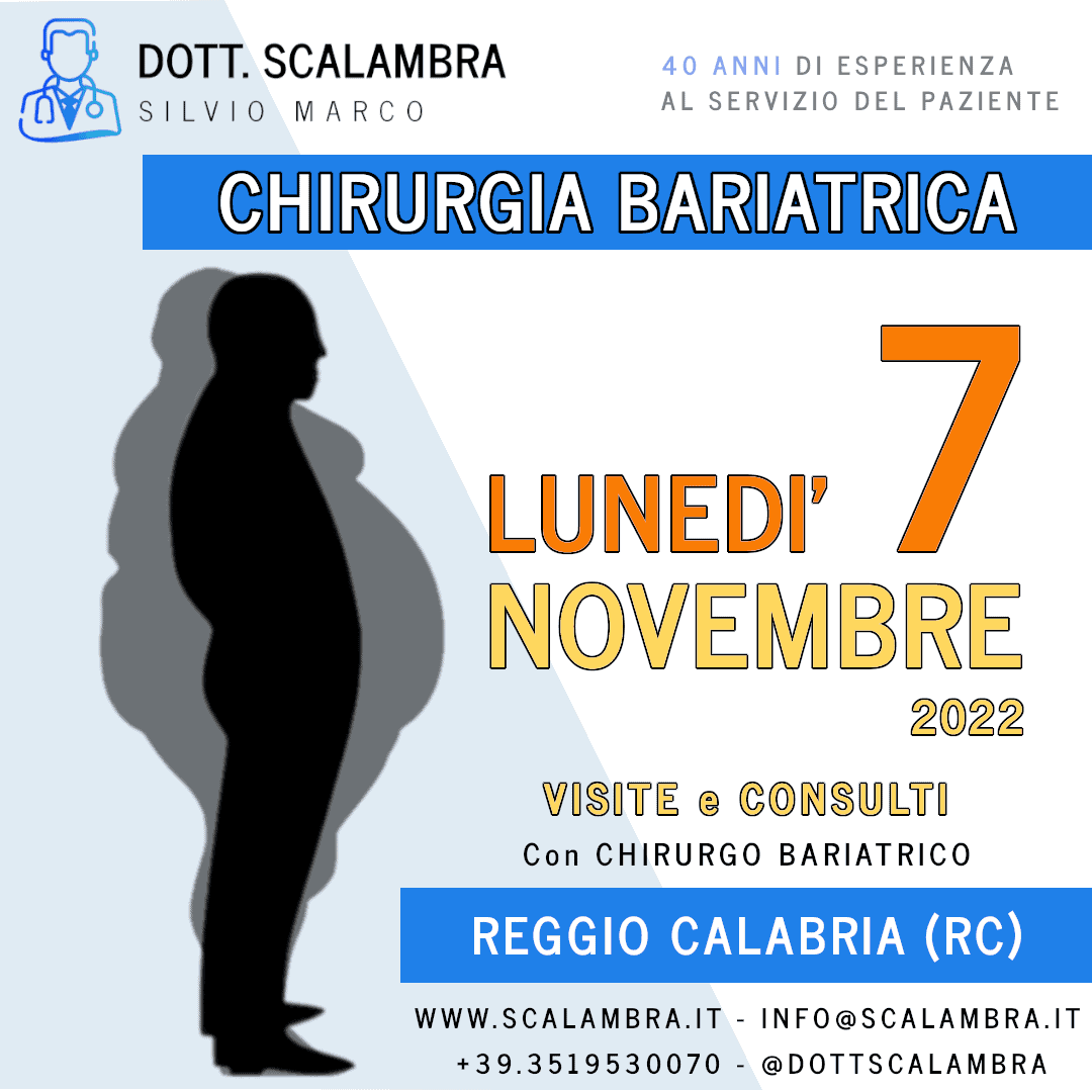 Al momento stai visualizzando Chirurgia Bariatrica e Ricostruttiva a REGGIO CALABRIA (RC) – Novembre 2022 – Visite e Consulti