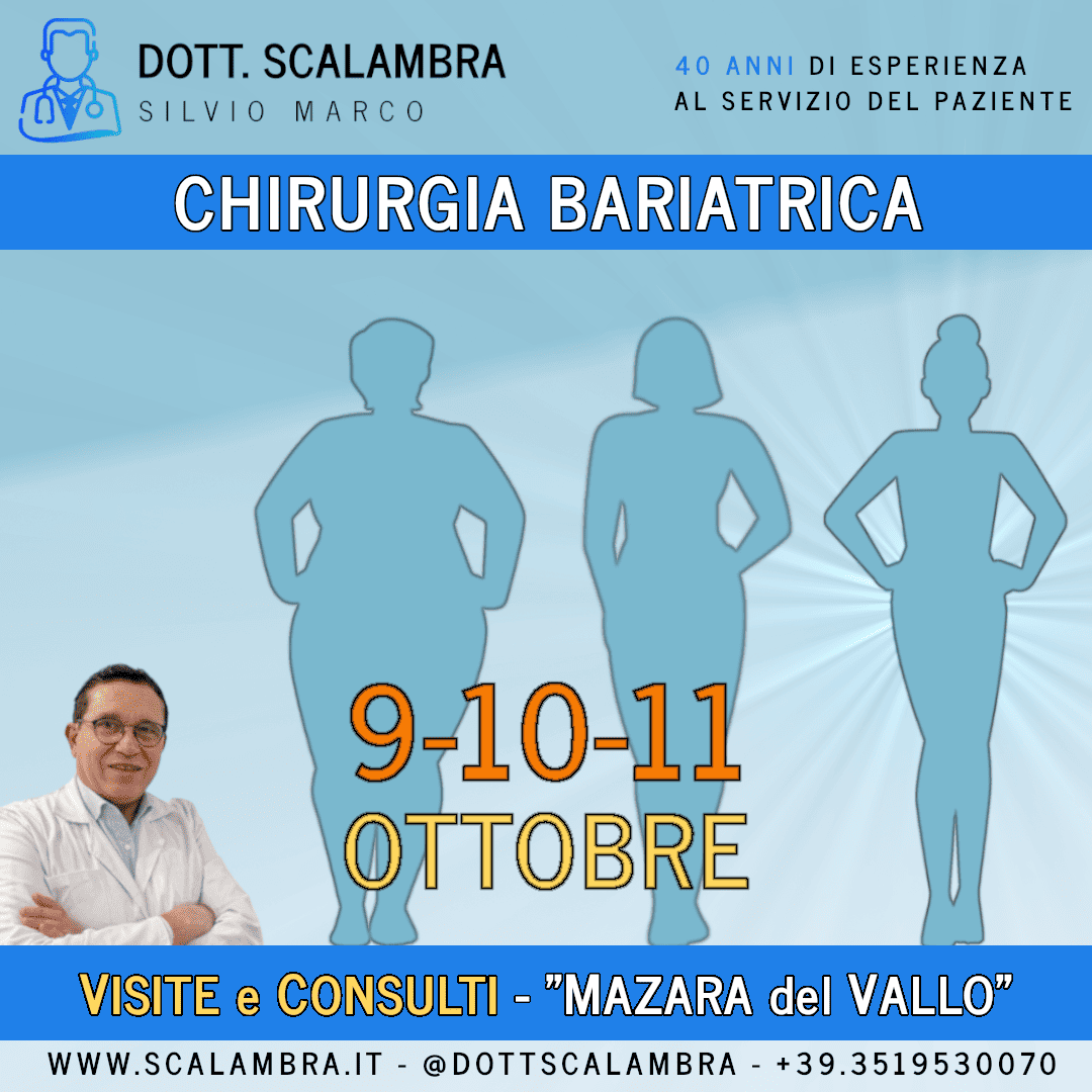 Al momento stai visualizzando Chirurgia Bariatrica a MAZARA DEL VALLO (TP) – Ottobre 2023 – Visite e Consulti