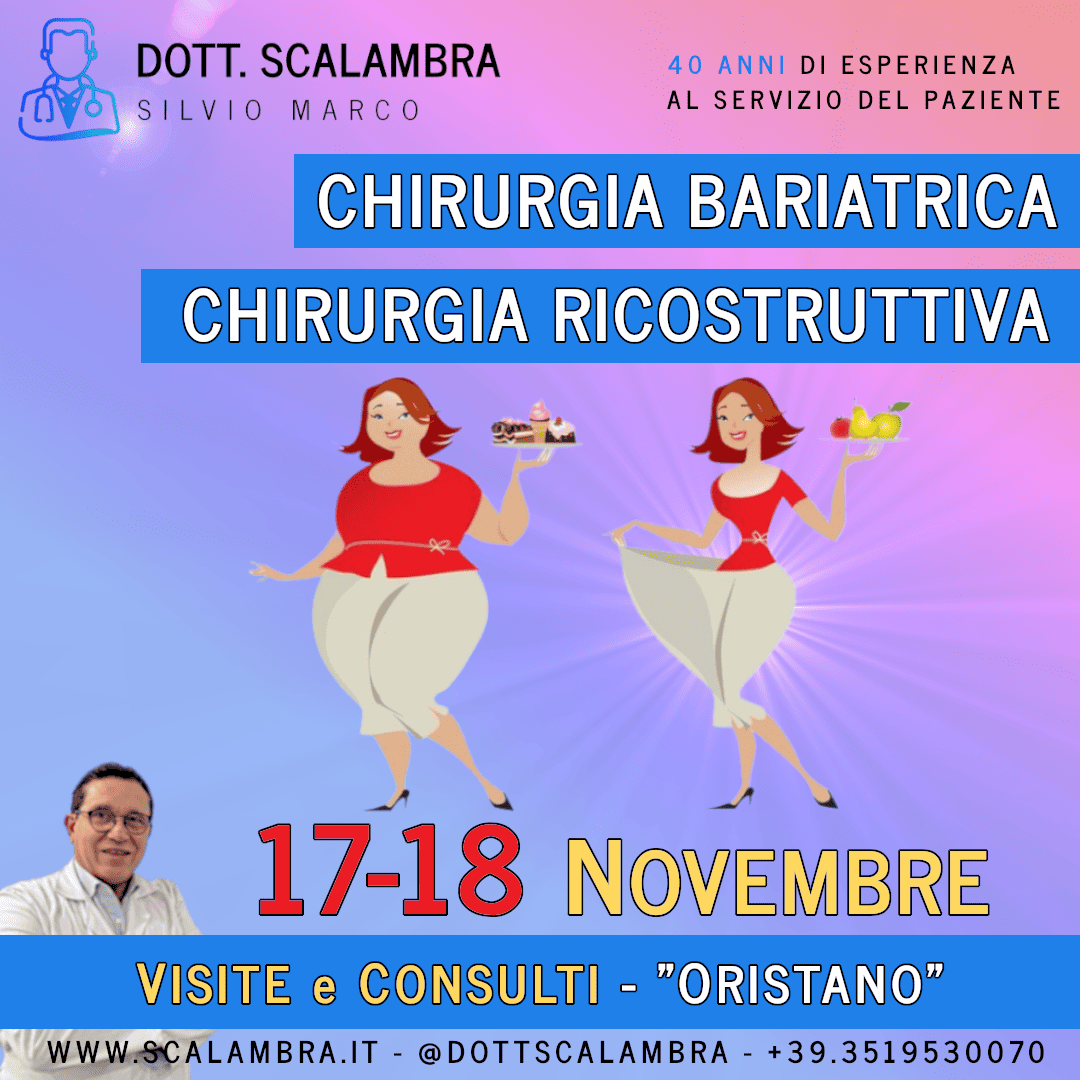 Al momento stai visualizzando Chirurgia Bariatrica a ORISTANO (Sardegna) – Novembre 2023 – Visite e Consulti